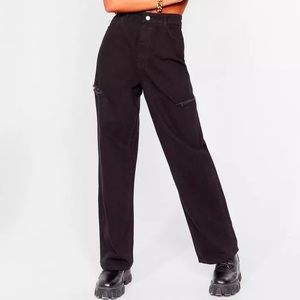 Nasty Gal black wide legged ripped jeans